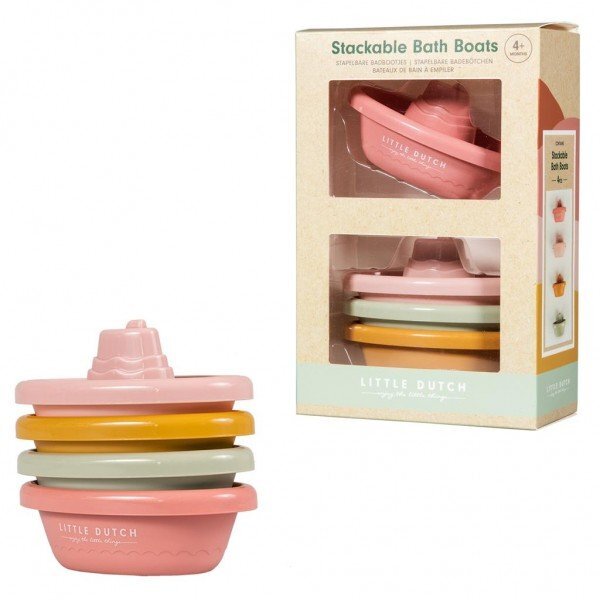 Little Dutch Set 4 barci de baie stivuibile roz