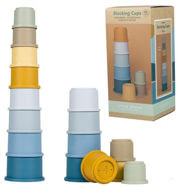 Little Dutch Set 8 cupe de baie stivuibile albastre