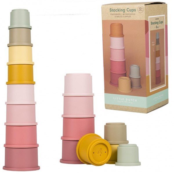 Little Dutch Set 8 cupe de baie stivuibile roz