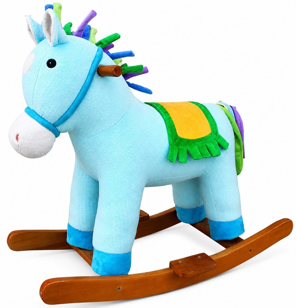Little Mom Balansoar Unicorn Bouncy din pluscu roti sunete baza solida din lemn recomandat 3 ani+