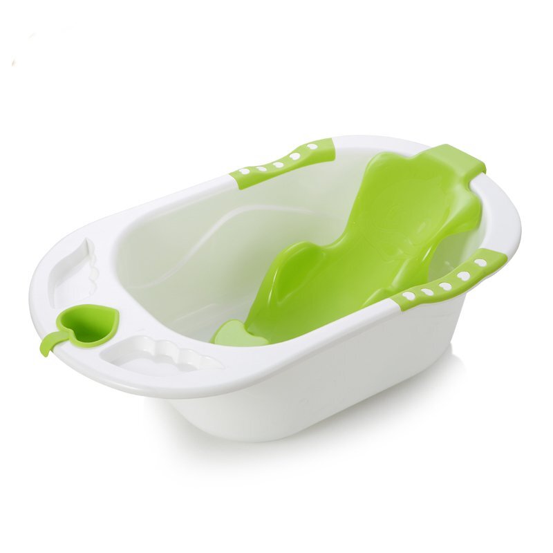 Little Mom Cadita bebelusi Angel Green cu reductor detasabil ergonomic cu fixare in ventuze inclus echipata cu manere antiderapante Dop de scurgere 88 x 51 x 22 cm