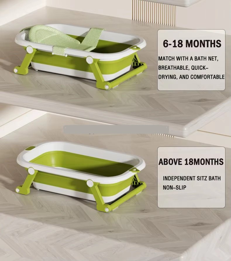 Little Mom Cadita bebelusi pliabila Grey Lux design modern cu termometru incorporat cu display digital dop pentru evacuarea apei suport pentru agatare capacitate 42L dimensiune 80 x 49 x 21 cm 0-36 luni