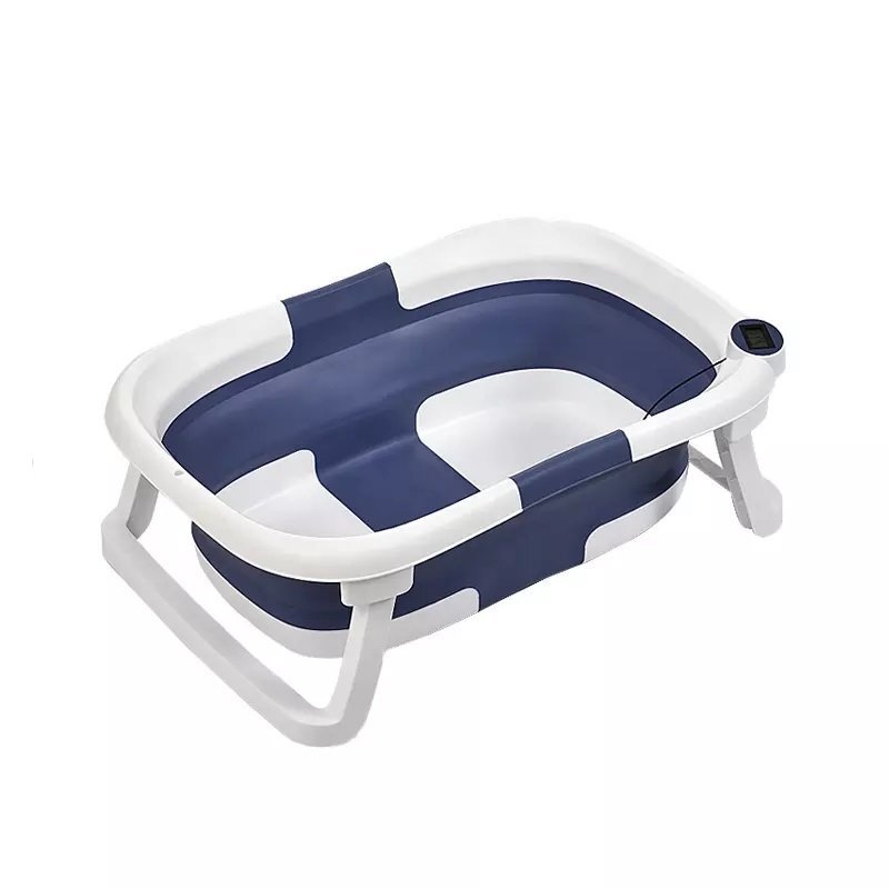 Little Mom Cadita bebelusi ultrapliabila Blue cu pernuta moale plutitoare termometru incorporat display digital cu dop pentru evacuarea apei suport cap de dus antiderapant material Non-Toxic