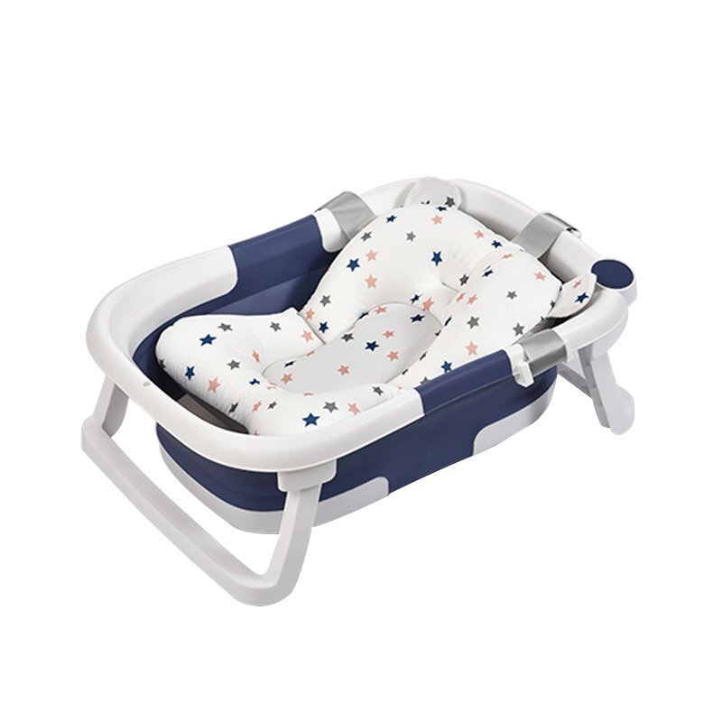 Little Mom Cadita bebelusi ultrapliabila Blue cu pernuta moale plutitoare termometru incorporat display digital cu dop pentru evacuarea apei suport cap de dus antiderapant material Non-Toxic