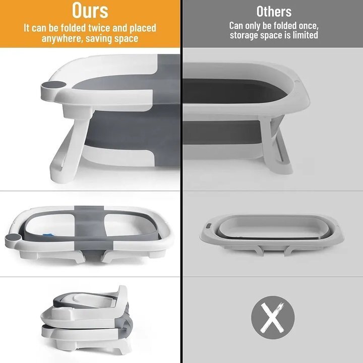 Little Mom Cadita bebelusi ultrapliabila grey cu pernuta moale plutitoare termometru cu display digital incorporat dop pentru evacuarea apei suport cap de dus antiderapant material non-toxic
