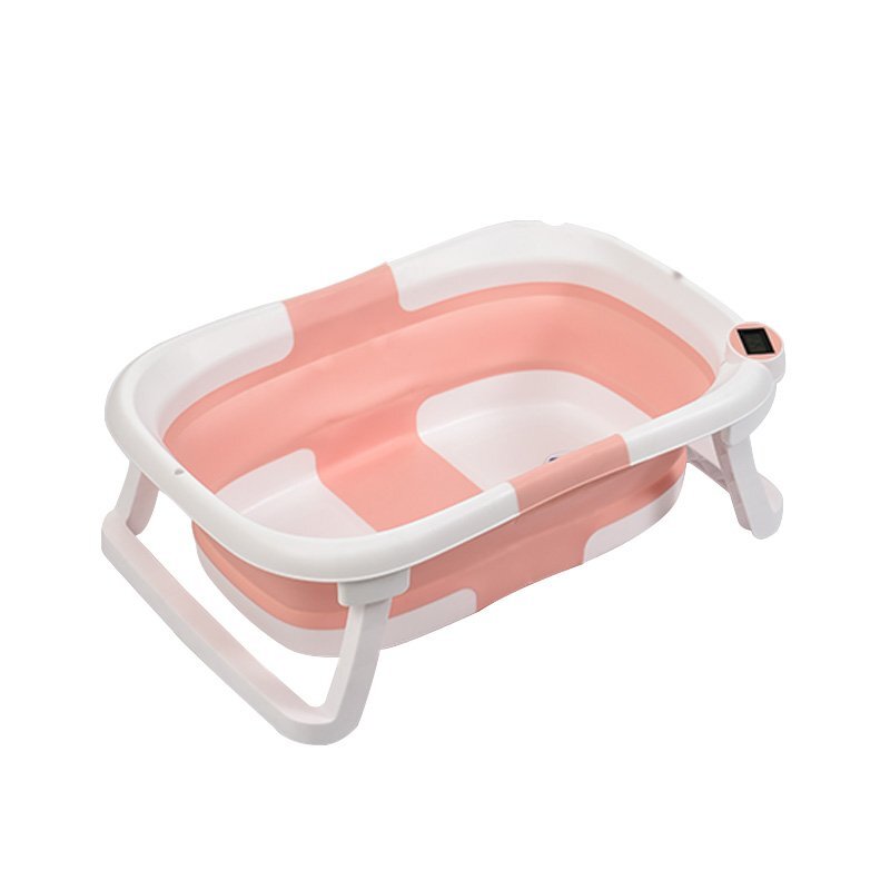 Little Mom Cadita bebelusi ultrapliabila Pink cu pernuta moale plutitoare termometru incorporat display digital cu dop pentru evacuarea apei suport cap de dus antiderapant material Non-Toxic