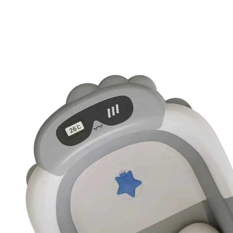 Little Mom Cadita bebelusi ultrapliabila Turtle Blue pernuta moale detasabilatermometru incorporat display digital suport dus sistem de agatare dop pentru evacuarea apei material non-toxic