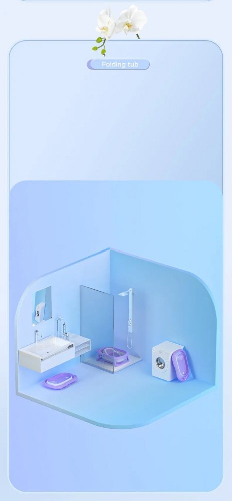 Little Mom Cadita Bellan Purple pliabila cu margini rotunjite dop evacuare suprafata anti-alunecare fara BPA dimensiuni 818 x 535 x 235 cm