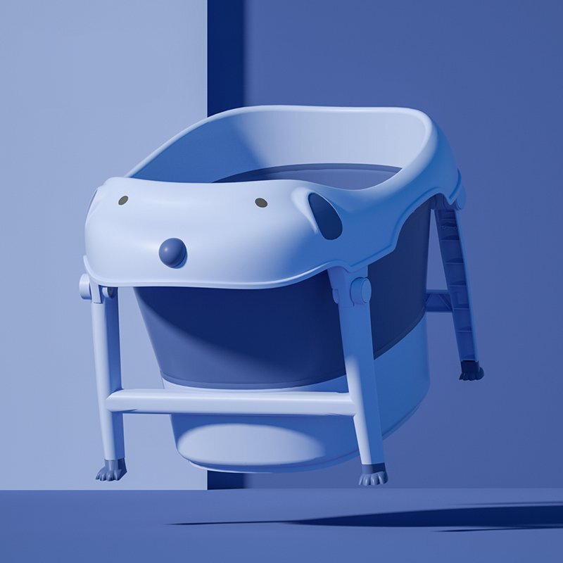 Little Mom Cadita Dog Blue pliabila scaunel cu ventuze inclus cu margini rotunjite dop evacuare suprafata anti-alunecare dimensiuni 77 x 445 x 54 cm