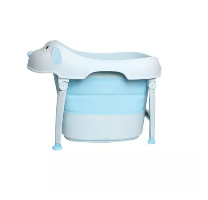 Little Mom Cadita Dog Blue pliabila scaunel cu ventuze inclus cu margini rotunjite dop evacuare suprafata anti-alunecare dimensiuni 77 x 445 x 54 cm