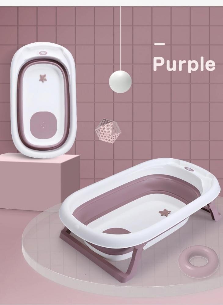 Little Mom Cadita Fold Purple pliabila cu dop evacuare picioare cu material antiderapant margini rotunjite