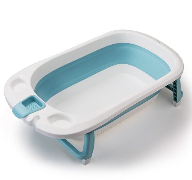 Little Mom Cadita Lemon Bathtub Blue pliabila cu margini rotunjite dop evacuare senzor temperatura