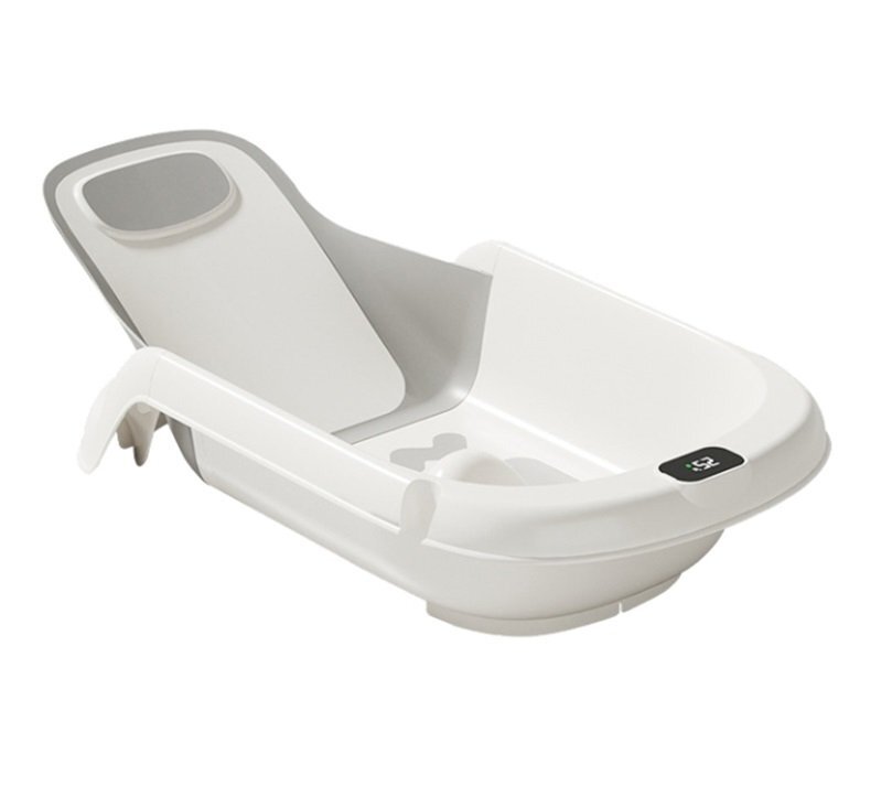Little Mom Cadita pentru bebelusi Aqua Grow Grey cu spatar reglabil cu 4 unghiuri de inclinare suport de dus integrat sistem de blocare triunghiular dimensiune 75 x 20 x 39 cm