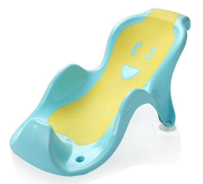 Little Mom Cadita pentru copii Sunny Blue echipata cu manere antiderapante Dop de scurgere dimensiune 88 x 51 x 22 cm si Reductor detasabil ergonomic cu fixare in ventuze inclus