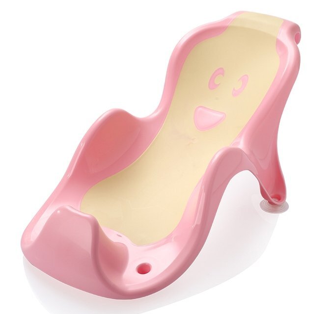 Little Mom Cadita pentru copii Sunny Pink echipata cu manere antiderapante Dop de scurgere dimensiune 88 x 51 x 22 cm si Reductor detasabil ergonomic cu fixare in ventuze inclus