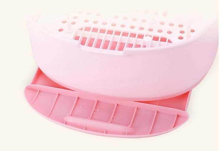 Little Mom Cutie depozitare si uscare biberoane Storage Box Pink portabila cu maner colector de apa detasabil fara bpa dimensiune 33 x 26 cm