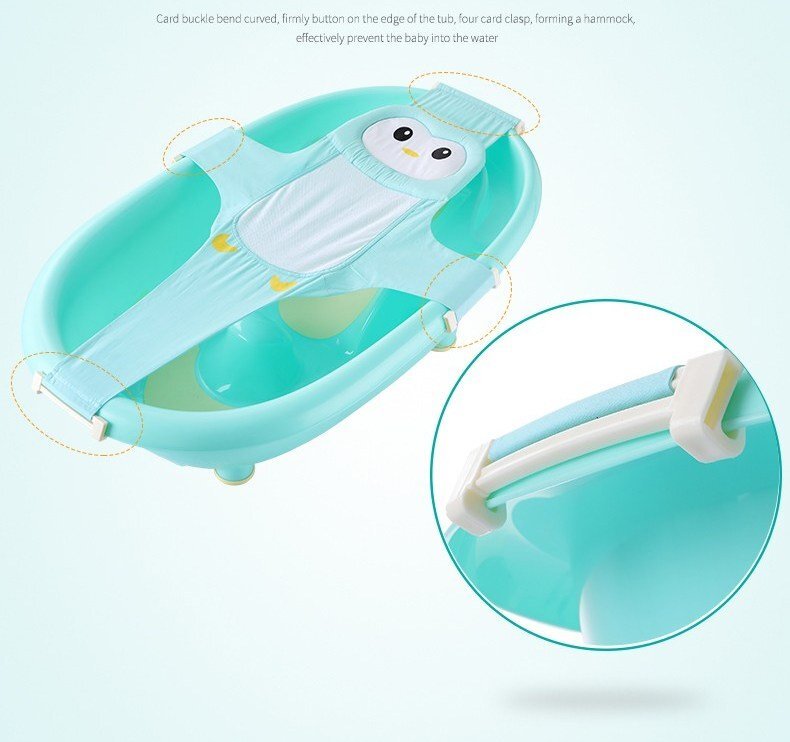 Little Mom Hamac cadita Bathnet Blue Penguin moale uscare rapida versatil varsta 0-12 luni