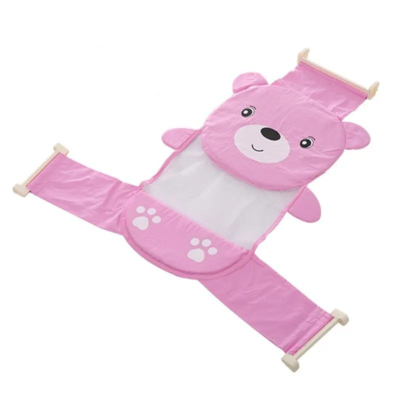 Little Mom Hamac cadita Cute Bear Pink forma ergonomica material moale cu sistem prindere facil dimensiuni 58 x 68 cm