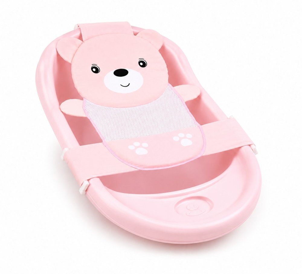 Little Mom Hamac cadita Cute Bear Pink forma ergonomica material moale cu sistem prindere facil dimensiuni 58 x 68 cm