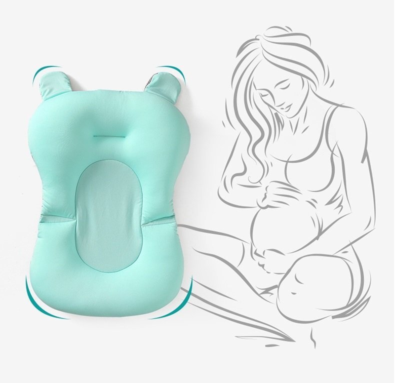 Little Mom Hamac cadita pentru copii Bear Bath cushion Mint design ergonomic cu centuri de fixare compatibilitate universala dimensiune 47 x 34 x 6 cm