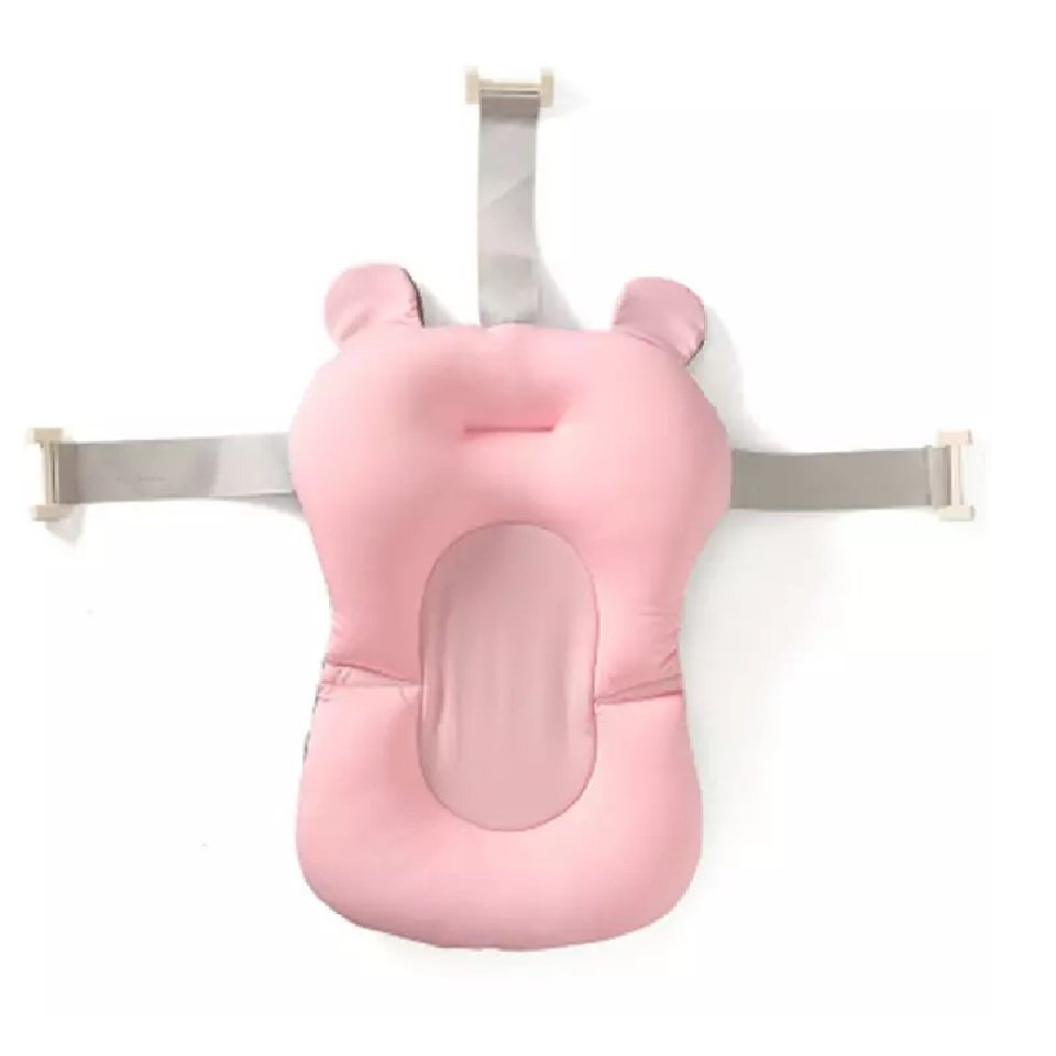 Little Mom Hamac cadita pentru copii Bear Bath cushion Pink design ergonomic cu centuri de fixare compatibilitate universala dimensiune 47 x 34 x 6 cm
