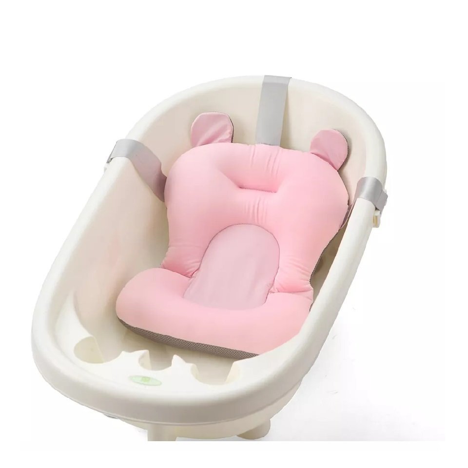 Little Mom Hamac cadita pentru copii Bear Bath cushion Pink design ergonomic cu centuri de fixare compatibilitate universala dimensiune 47 x 34 x 6 cm