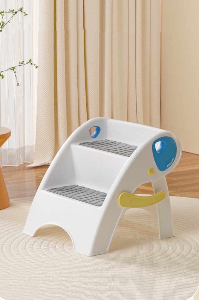Little Mom Inaltator For Kids Blue pliabil cu doua trepte picioare antiderapante dimensiuni 39.2 x 38.6 x 36.2 cm