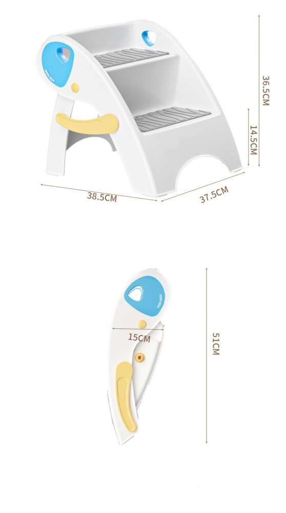 Little Mom Inaltator For Kids Blue pliabil cu doua trepte picioare antiderapante dimensiuni 39.2 x 38.6 x 36.2 cm