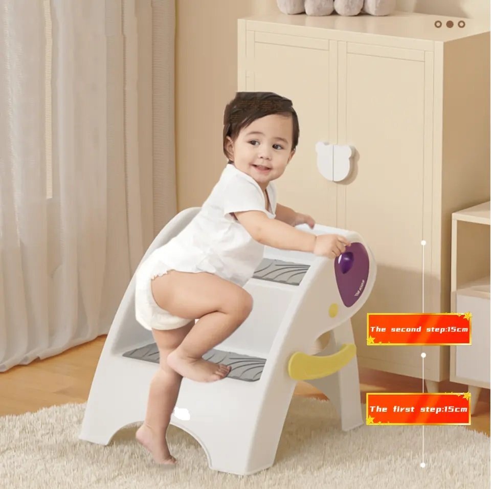 Little Mom Inaltator For Kids Purple pliabil cu doua trepte picioare antiderapante dimensiuni 39.2 x 38.6 x 36.2 cm