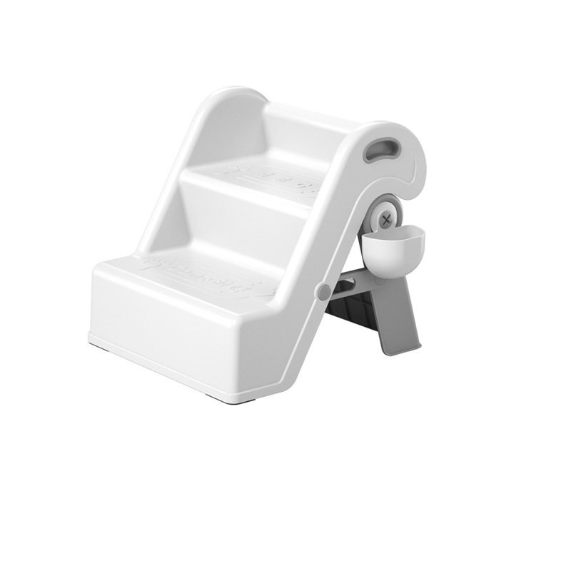 Little Mom Inaltator pliabil cu doua trepte pentru copii FoldStep Baby White design compact si ergonomic cu maner integrat si accesoriu practic detasabil