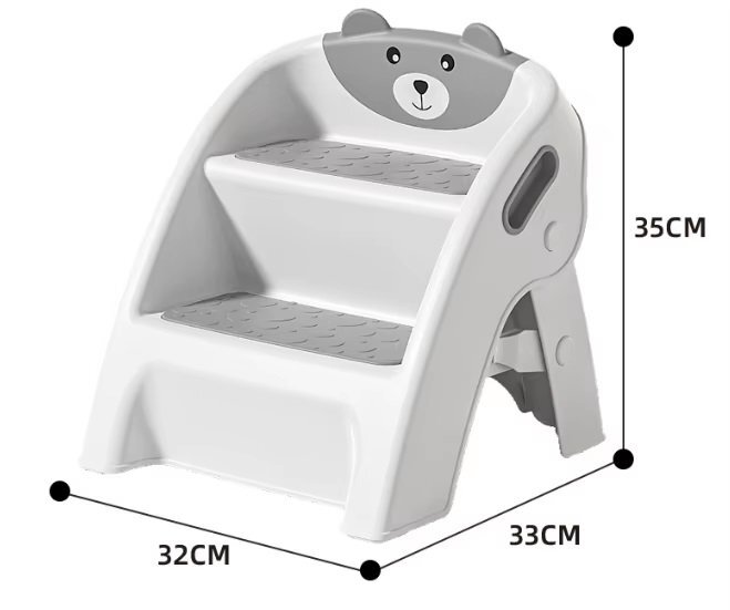 Little Mom Inaltator pliabil cu doua trepte pentru copii Grey design minimalist cu manere ergonomice dimensiune 32 x 33 x 35 cm