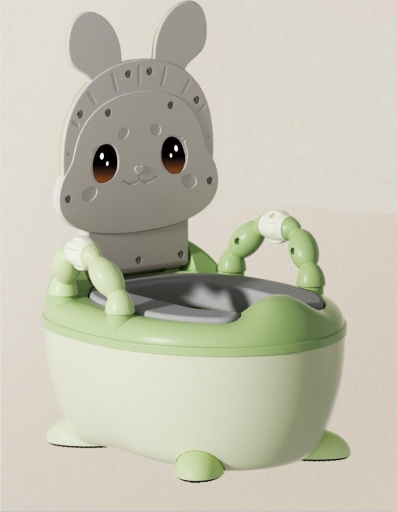 Little Mom Olita bebelusi Cute Rabbit Green cu adaptor moale din spuma PU vas colector detasabil baza anti-alunecare protectie antistropire spatar ergonomic
