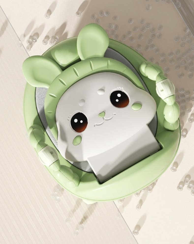 Little Mom Olita bebelusi Cute Rabbit Green cu adaptor moale din spuma PU vas colector detasabil baza anti-alunecare protectie antistropire spatar ergonomic