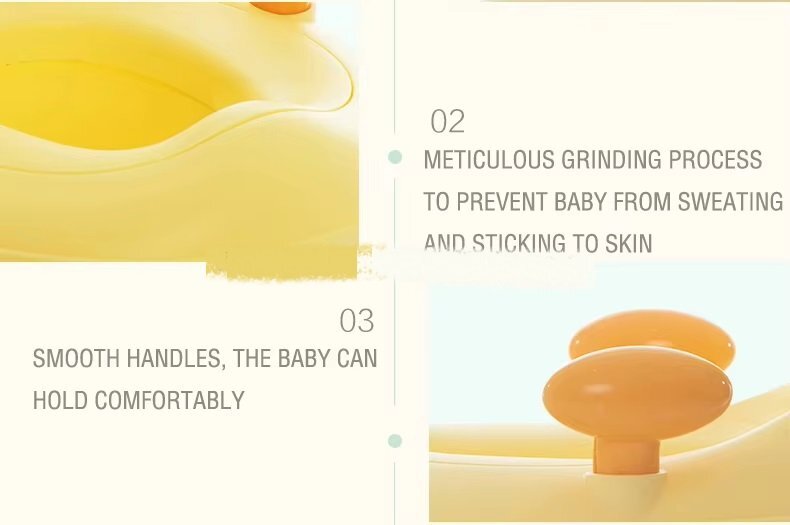 Little Mom Olita copii Yellow Duck cu adaptor din spuma PU cu compartiment de colectare detasabil capac rabatabil cu functie de spatar manere spatar ergonomic protectie antistropire zone antiderapante