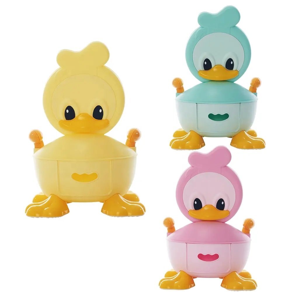 Little Mom Olita copii Yellow Duck cu adaptor din spuma PU cu compartiment de colectare detasabil capac rabatabil cu functie de spatar manere spatar ergonomic protectie antistropire zone antiderapante