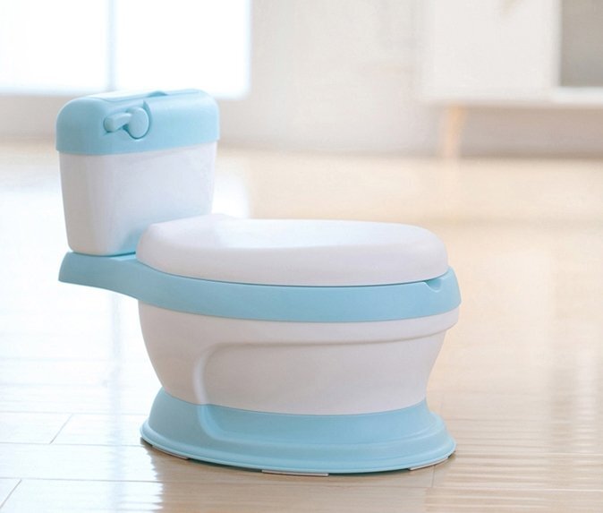 Little Mom Olita educationala pentru copii Simulation Potty Blue design realist ergonomic colac moale PVC vas colector detasabil dimensiune 44 x 30 x 36 cm