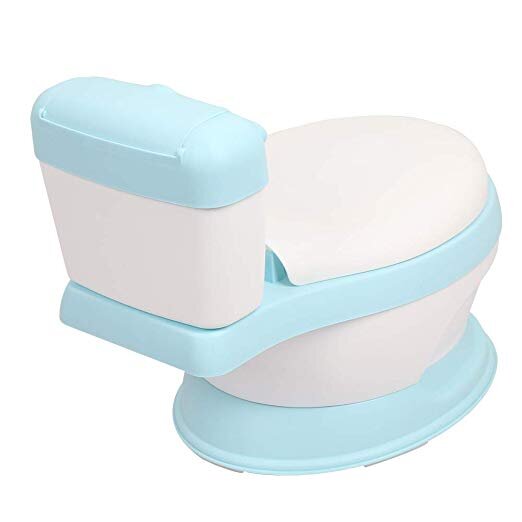 Little Mom Olita educationala pentru copii Simulation Potty Blue design realist ergonomic colac moale PVC vas colector detasabil dimensiune 44 x 30 x 36 cm