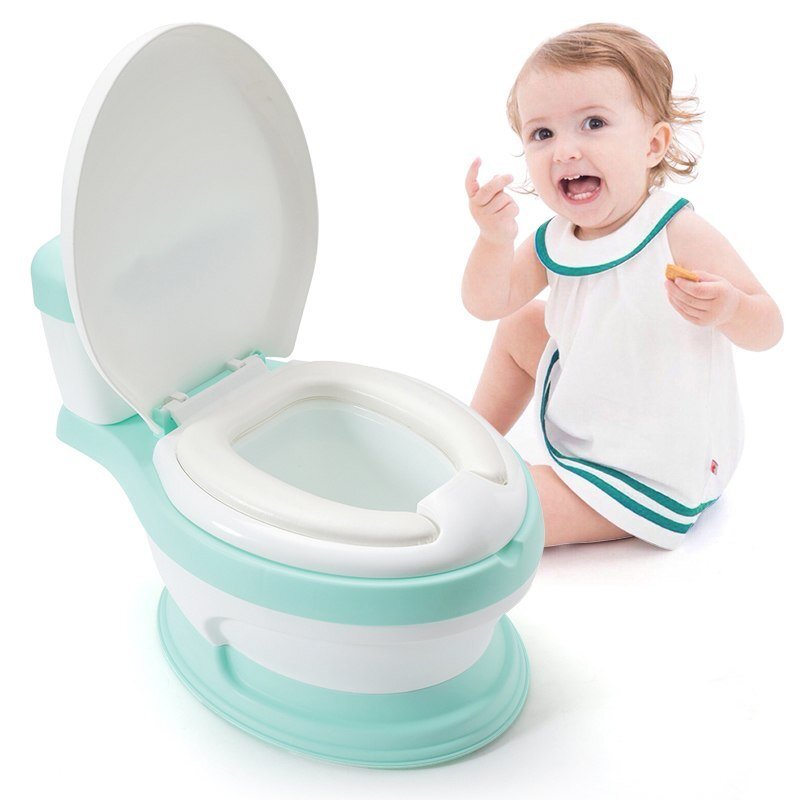Little Mom Olita educationala pentru copii Simulation Potty Green design realist ergonomic colac moale PVC vas colector detasabil dimensiune 44 x 30 x 36 cm
