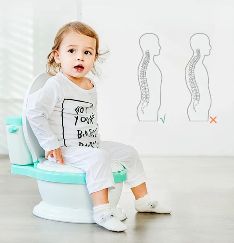 Little Mom Olita educationala pentru copii Simulation Potty Green design realist ergonomic colac moale PVC vas colector detasabil dimensiune 44 x 30 x 36 cm
