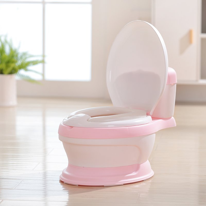 Little Mom Olita educationala pentru copii Simulation Potty Pink design realist ergonomic colac moale PVC vas colector detasabil dimensiune 44 x 30 x 36 cm
