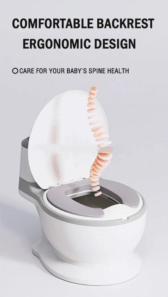 Little Mom Olita muzicala copii My First Toilet Green model educativ design realist tip minitoaleta adaptor moale din spuma PU capac rabatabil vas colector detasabil suport pentru hartie igienica