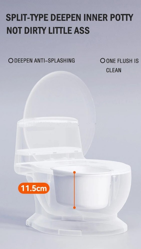 Little Mom Olita muzicala copii My First Toilet Green model educativ design realist tip minitoaleta adaptor moale din spuma PU capac rabatabil vas colector detasabil suport pentru hartie igienica
