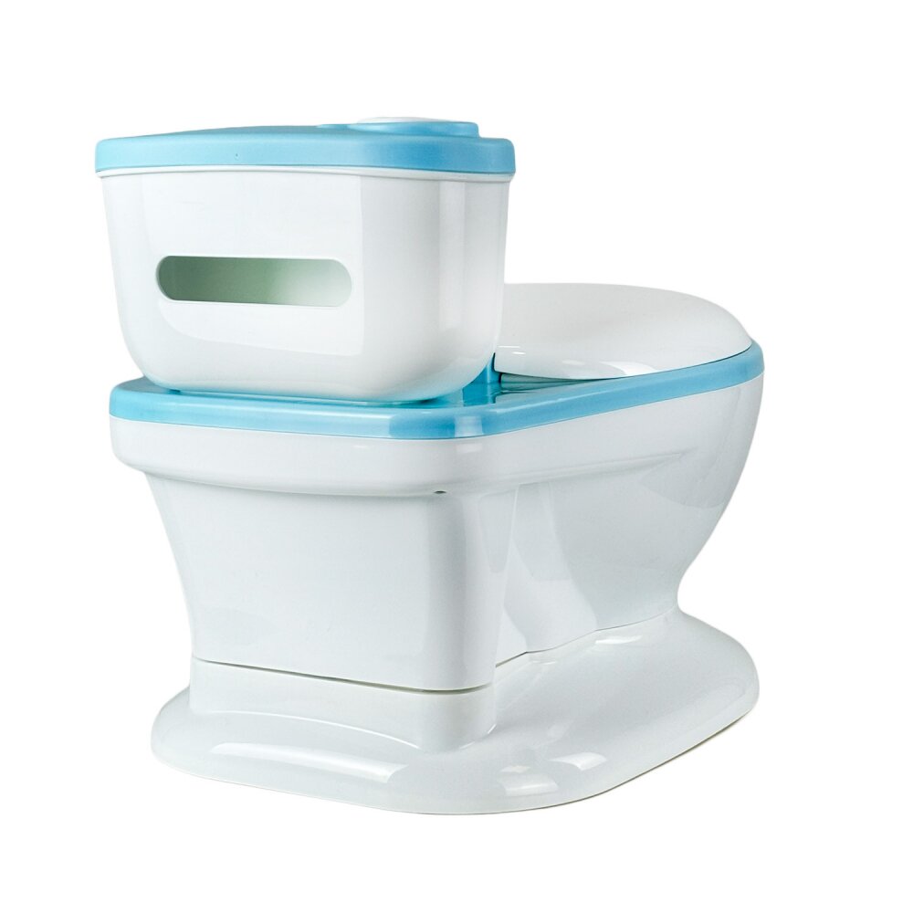 Little Mom Olita muzicala pentru copii Blue model educativ design realist tip minitoaleta adaptor moale din spuma PU capac rabatabil vas colector detasabil