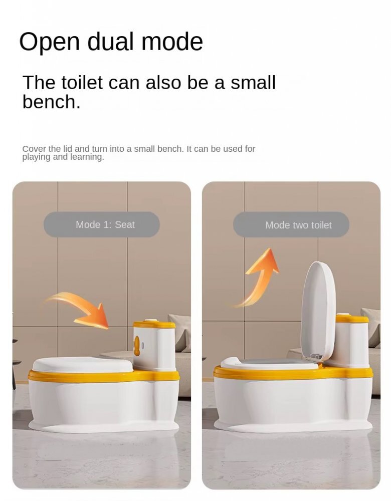 Little Mom Olita muzicala pentru copii HappyFlush Grey model educativ cu design realist tip minitoaleta cu adaptor moale din spuma PU vas colector detasabil suport pentru hartie igienica