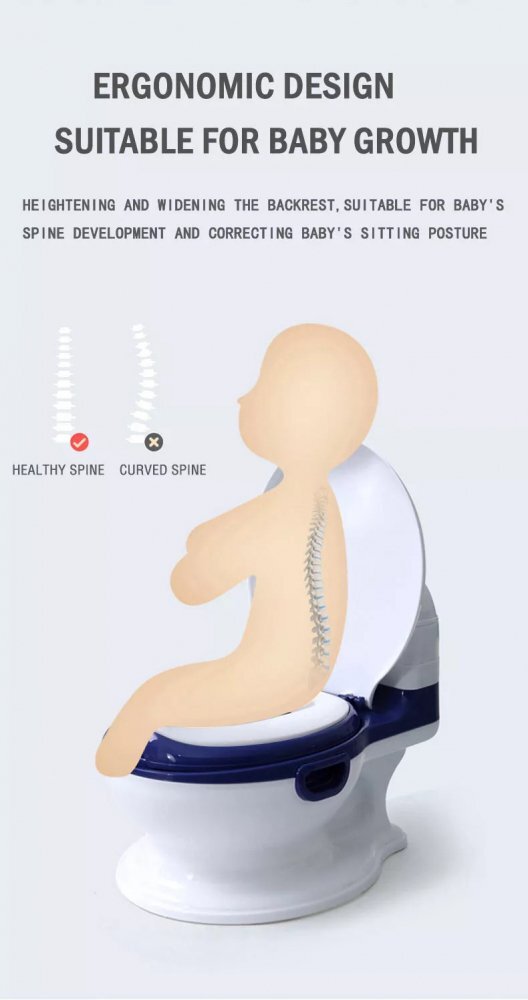 Little Mom Olita pentru copii Baby Potty Grey model realist cu vas colector detasabil suport pentru servetele capac rabatabil cu functie de spatar ergonomic manere de sustinere si baza antiderapanta