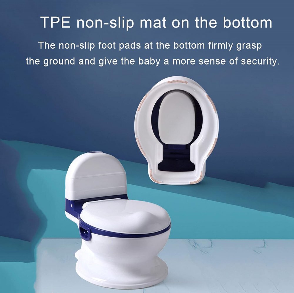 Little Mom Olita pentru copii Baby Potty Grey model realist cu vas colector detasabil suport pentru servetele capac rabatabil cu functie de spatar ergonomic manere de sustinere si baza antiderapanta