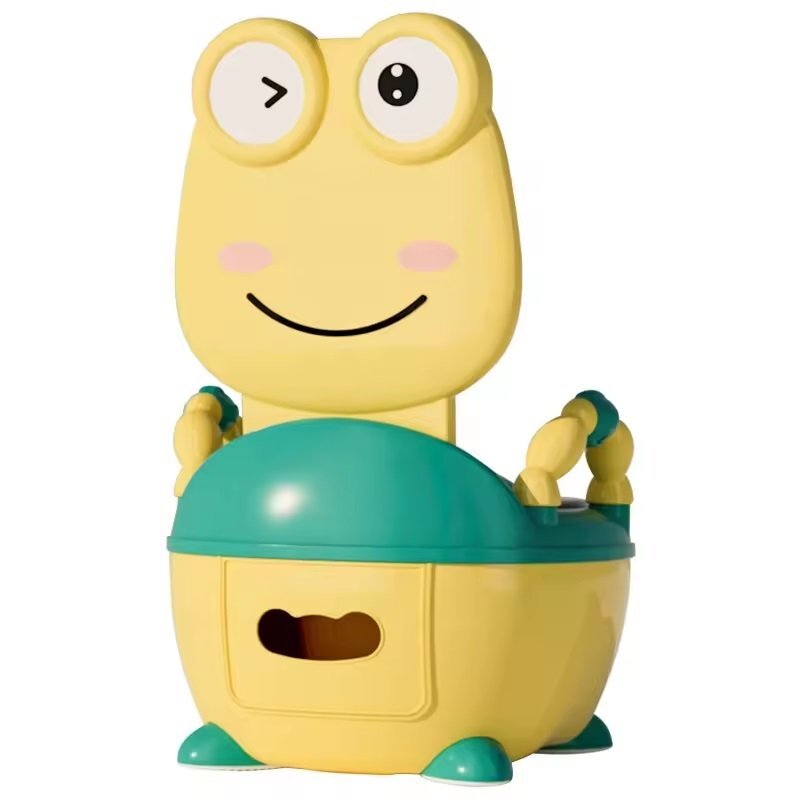 Little Mom Olita pentru copii Cute Yellow Frog cu manere de sustinere colac moale din spuma PU capac rabatabil si vas colector detasabil dimensiune 36 x 31 x 48.5 cm