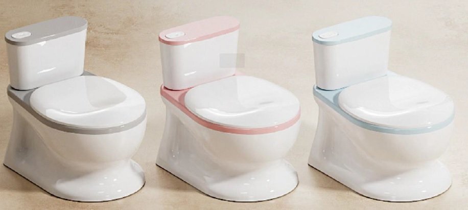 Little Mom Olita pentru copii MiniLoo Blue tip WC reductor moale PU design realist si ergonomic vas colector detasbil capac rabatabil dimensiune 39 x 27 x 32 cm