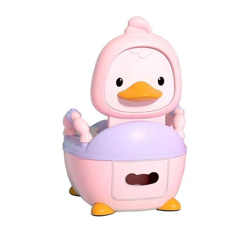 Little Mom Olita pentru copii Pink Duck prevazuta cu manere colac din PVC capac rabatabil si vas colector detasabil dimensiune 36.5 x 31 x 48 cm