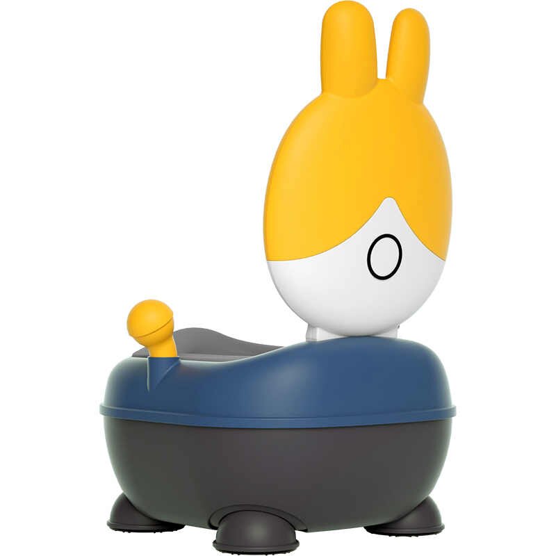 Little Mom Olita pentru copii Rabbit Yellow cu adaptor moale din PU vas colector detasabil capac rabatabil cu functie de spatar ergonomic picioruse antiaderente dimensiune 36 x 32.5 x 53 cm